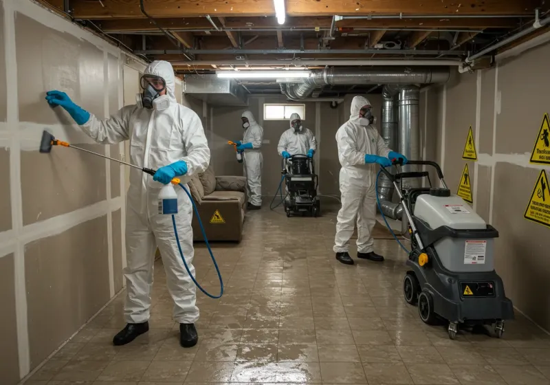 Basement Moisture Removal and Structural Drying process in Hampden, MA